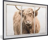 Cadre photo avec affiche - Scottish Highlander - Transparent - Brouillard - 90x60 cm - Cadre pour affiche