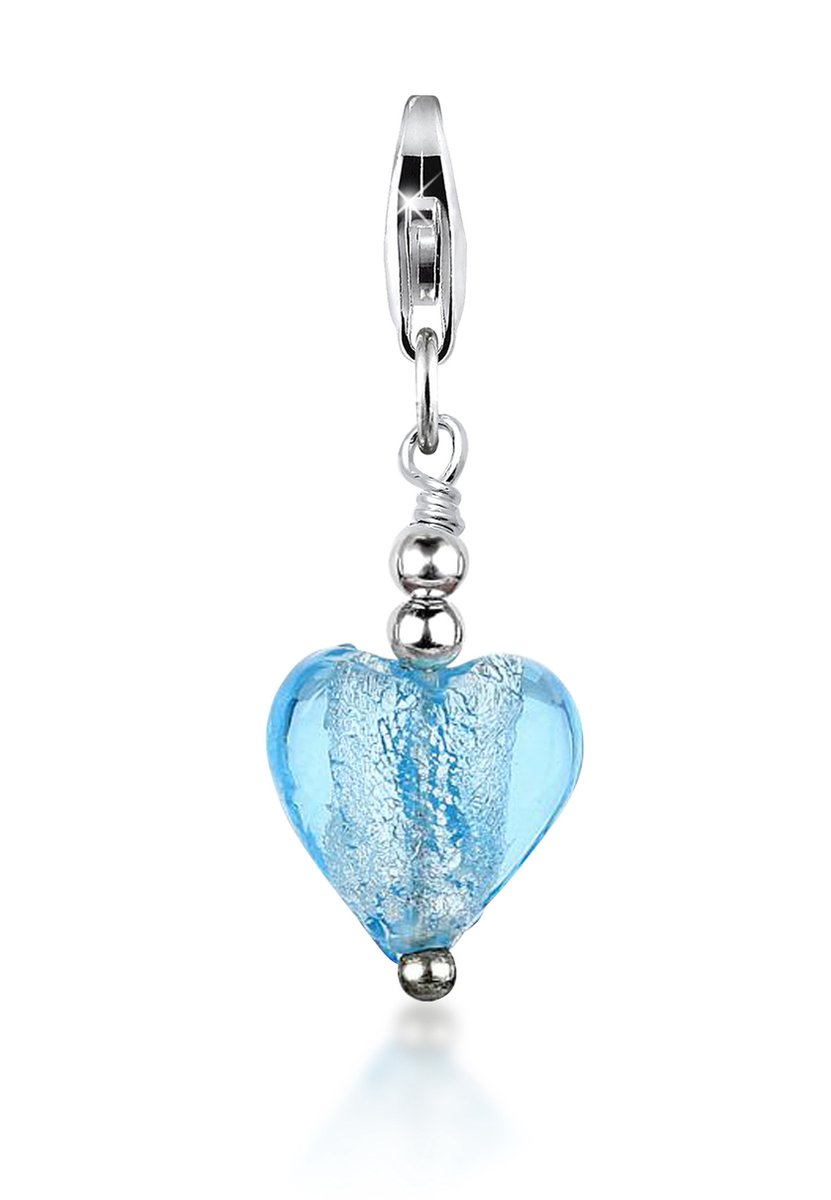 Nenalina - Bedel - Bedeltje Muranoglas Harthanger in 925 Sterling Zilver voor alle gangbare Charmhouders 712024-002 - Dames