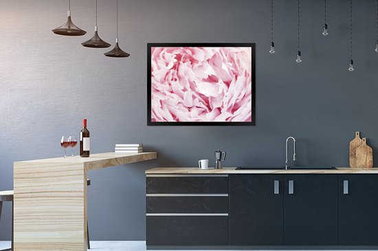 Photo encadrée - Gros plan de l'intérieur d'un cadre photo pivoine rose noir 80x60 cm - Affiche encadrée (Décoration murale salon / chambre)