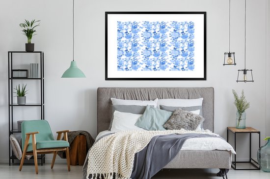 Cadre photo avec affiche - Fleurs - Roses - Blauw - 120x80 cm - Cadre pour affiche