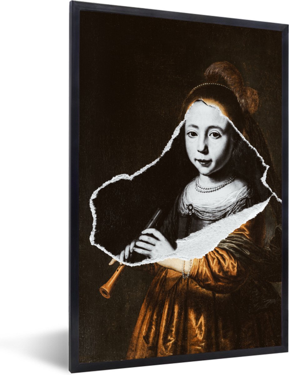 Poster in lijst - Fotolijst 40x60 cm - Posters - Elizabeth Spiegel - Zwart - Wit - Goud -