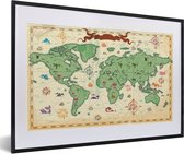 Wereldkaart - Kinderen - Piraten - Vintage - Jongens - Meisjes - Kids - Schoolplaat - Kinderkamer - 60x40 cm