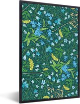 Motif fleuri vert et bleu 60x90 cm