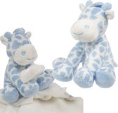Suki Gifts giraffe baby geboren knuffels set - tuttel doekje en knuffeltje - blauw/wit