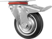 Zwenkwiel inclusief rem - 75 mm - verzinkte rubberen wiel - transportwiel
