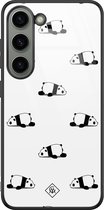 Casimoda® hoesje - Geschikt voor Samsung Galaxy S23 - Panda - Luxe Hard Case Zwart - Backcover telefoonhoesje - Zwart
