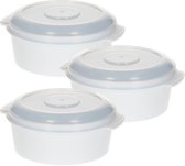 Plat à micro-ondes Plastic Forte - 3x - 500 ml - blanc/transparent - plastique - sans BPA