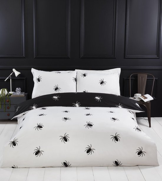 dekbedovertrek Spider lits jumeaux - noir / blanc - Housse de couette  Spider lits... | bol.com