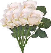 6x Zalm witte decoratie rozen 30 cm - set van 6 kunstrozen - Kunstbloemen/kunstplanten decoratie/wonen