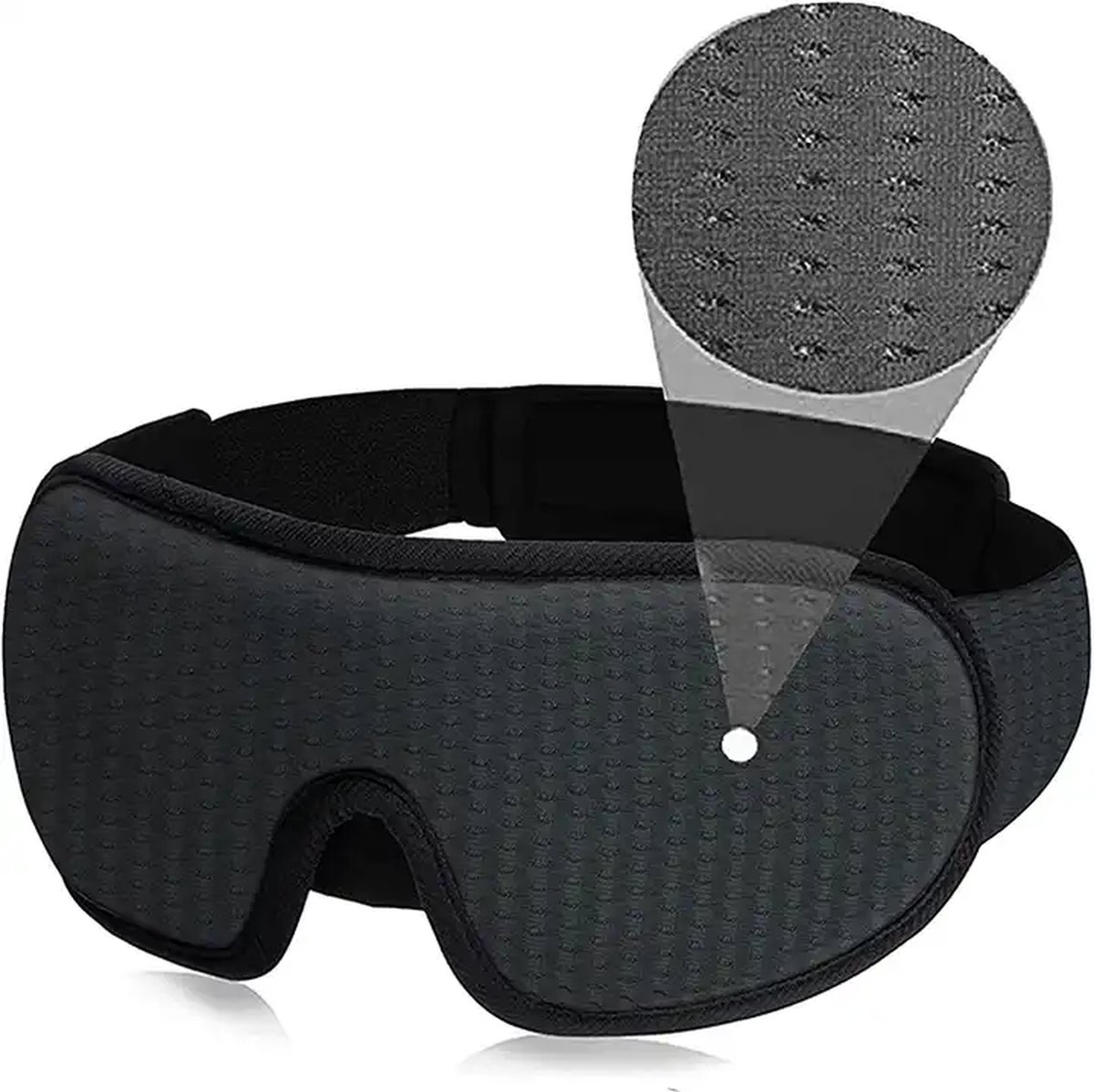 Luxe Slaapmasker - 100% Verduisterend - 3D Ademend Traagschuim - Zwart - Merkloos