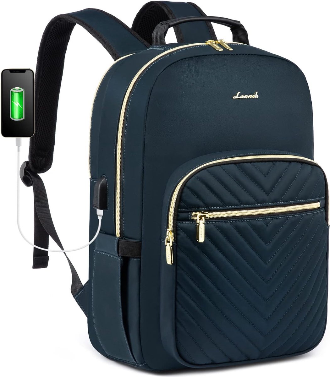 Rugzak met USB-oplaadpoort - Petrol - 15.6 inch laptoptas - 43 x 30,5 x 19 - Waterbestendig - School, werk, reizen