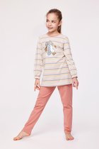 Woody pyjama meisjes/dames - multicolor gestreept - haas - 232-10-BLB-S/930 - maat 116