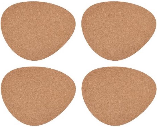 Ensemble de 4 sets de table de couleur naturelle en forme de galet, en liège.