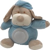 Baby knuffel BLAUW - model HOND met nachtlampje - voor kinderen - LED nachtlamp op batterij - meerdere kleuren knuffels verkrijgbaar – knuffelbeest met nachtlampje