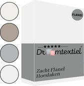 Droomtextiel Zachte Flanel Hoeslaken Crème Eenpersoons 90x220 cm - 100% Gekamd Katoen