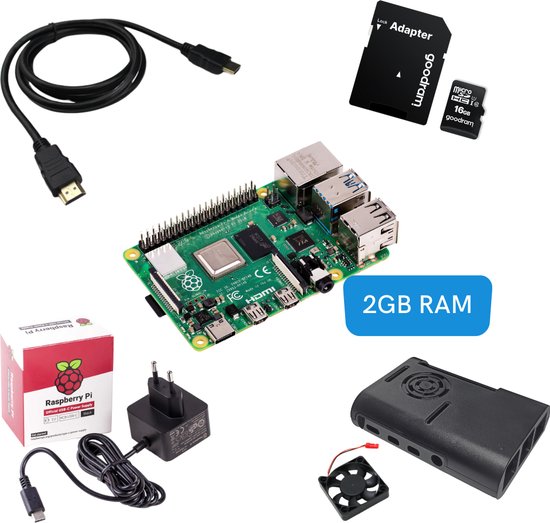UniKits - Kit de démarrage Raspberry Pi 4 Modèle B 2 Go - Comprenant  alimentation,... | bol