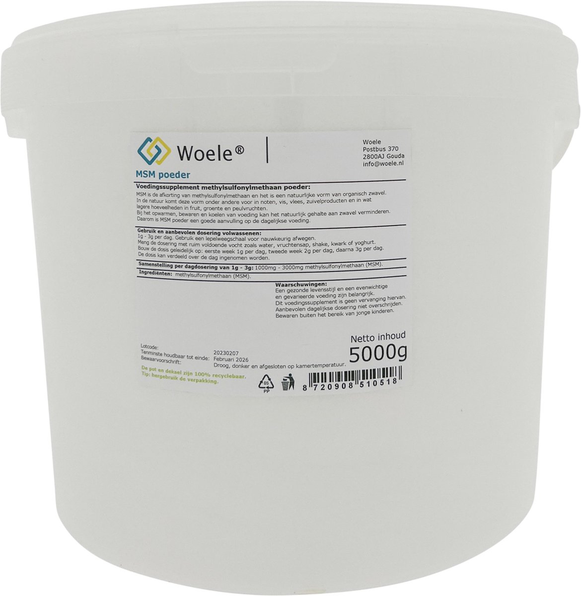 Woele MSM poeder 5kg (5000g)