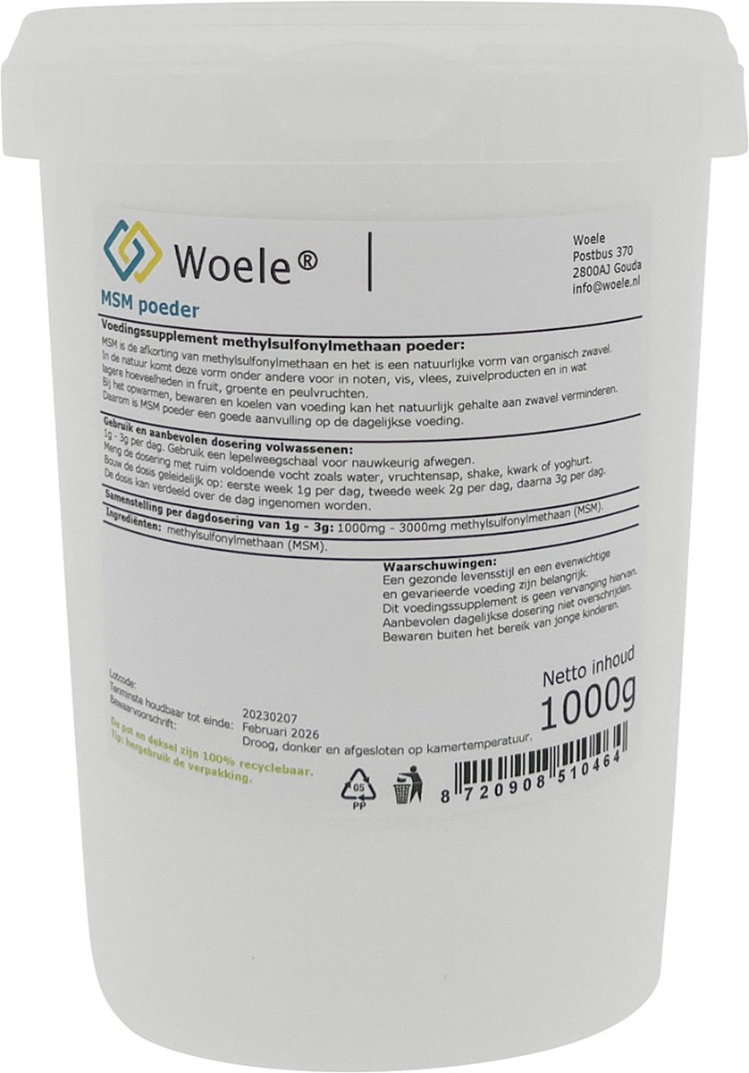Woele MSM poeder 1kg (1000g)