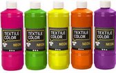 Textielverf - Diverse Kleuren - Creotime - 5x500 ml