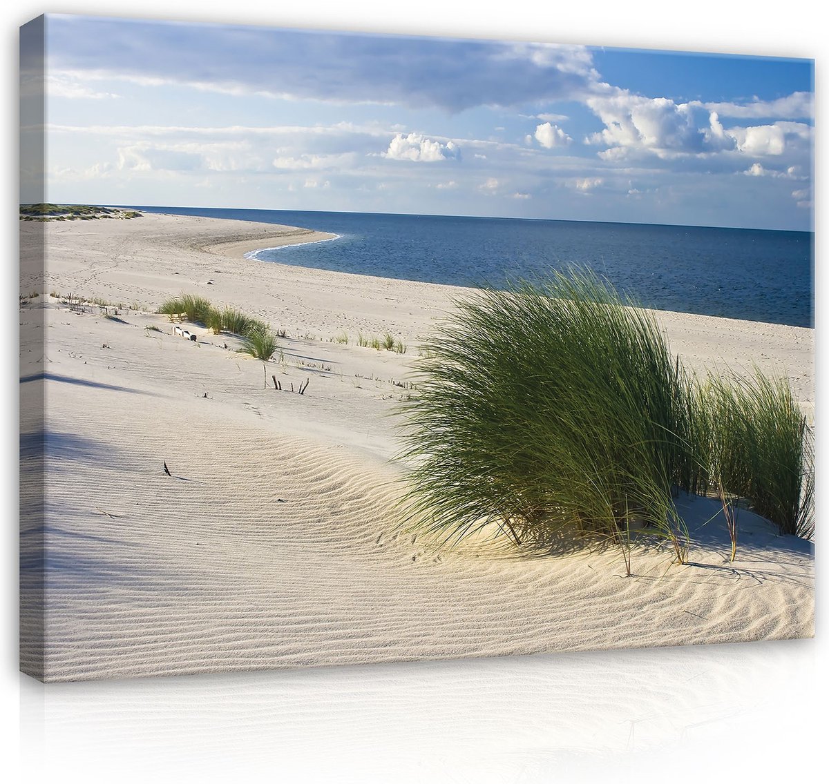 Canvas Schilderij - Duinen - Zee - Strand - Natuur - Inclusief Frame - 80x60cm (lxb)