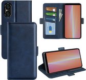 Sony Xperia 5 V Hoesje - MobyDefend Luxe Wallet Book Case (Sluiting Zijkant) - Blauw - GSM Hoesje - Telefoonhoesje Geschikt Voor Sony Xperia 5 V