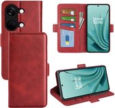 OnePlus Nord 3 Hoesje - MobyDefend Luxe Wallet Book Case (Sluiting Zijkant) - Rood - GSM Hoesje - Telefoonhoesje Geschikt Voor OnePlus Nord 3