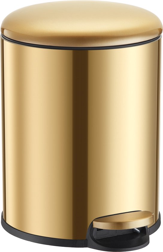 HÜSQ Luxe Prullenbak van 5 liter - gouden Pedaalemmer voor Toilet,  Badkamer, Keuken of... | bol
