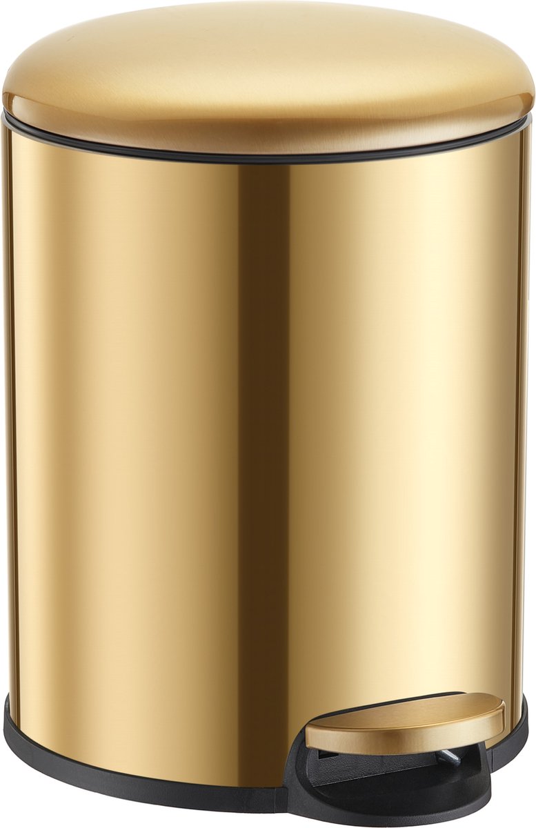 HÜSQ Luxe Prullenbak van 5 liter - gouden Pedaalemmer voor Toilet, Badkamer, Keuken of Kantoor - Vuilnisbak in Goud Kleur