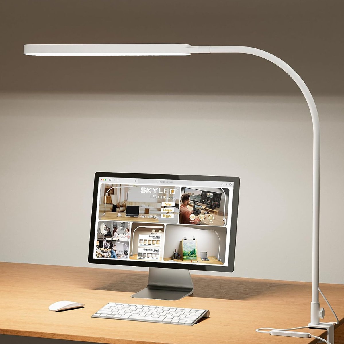 SKYLEO Lampe de Bureau LED - Lampe Bureau LED Puissante avec clip