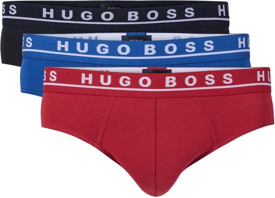 Hugo Boss Heren Slips 3-Pack (Maat M) Rood/Zwart/Blauw - Ondergoed, Mannen