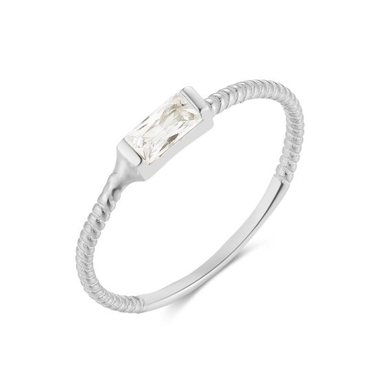 Twice As Nice Ring in zilver, rechthoekig zirkonia 58