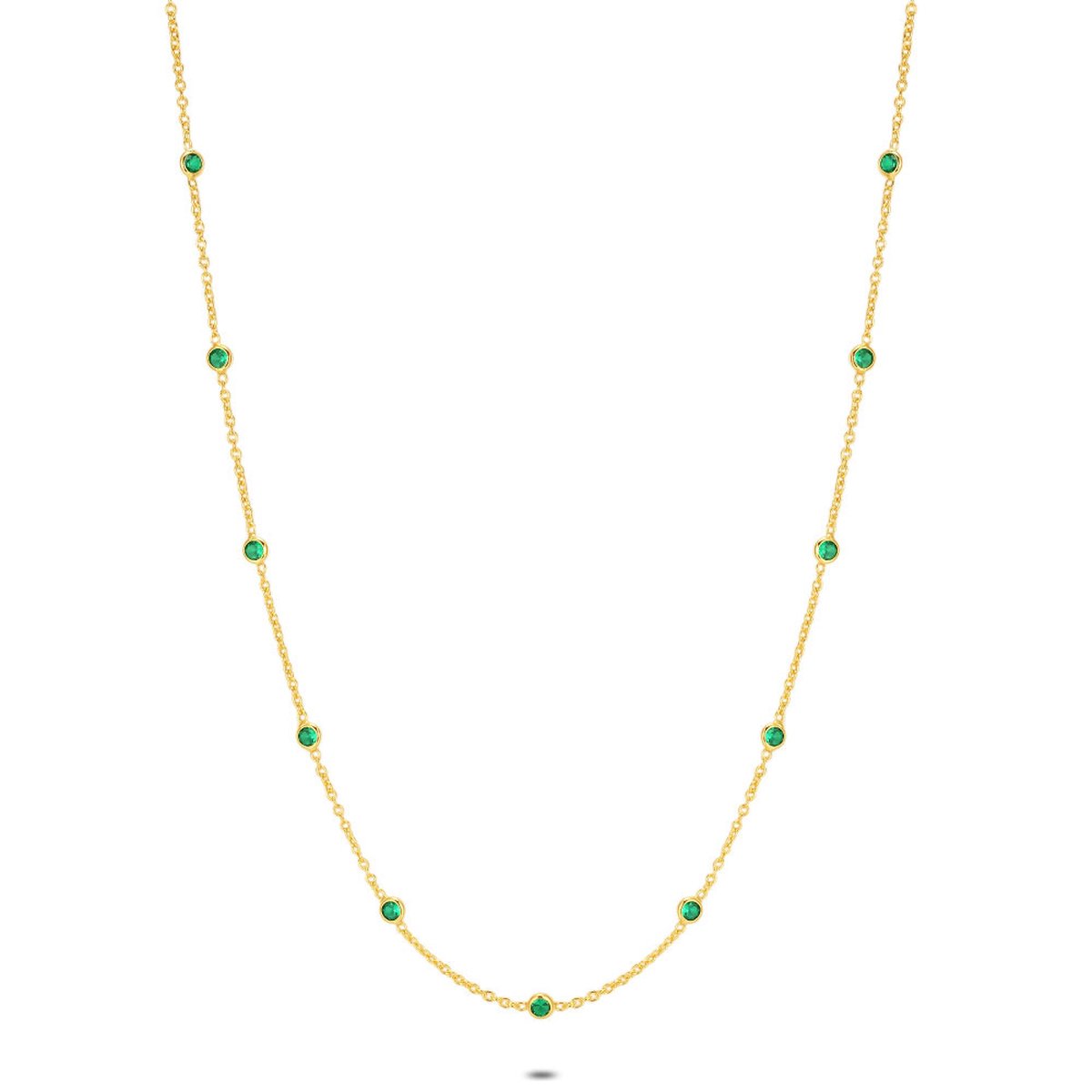 Twice As Nice Halsketting in 18kt verguld zilver, groene zirkonia 40cm+5cm