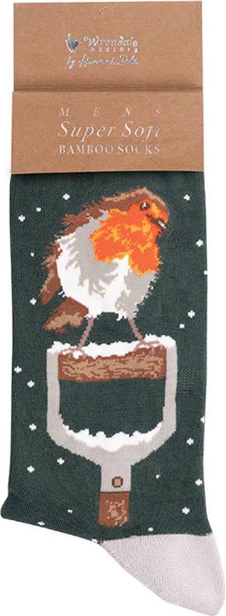 Wrendale herensokken Kerst - 'A Little Red Robin' Robin Men's Socks Christmas Sokken Roodborstje