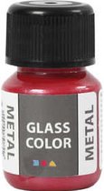 Glasverf - Porseleinverf - Verf Voor Porselein En Glas - Rood - Metallic - Glass Color Metal - Creotime - 30ml
