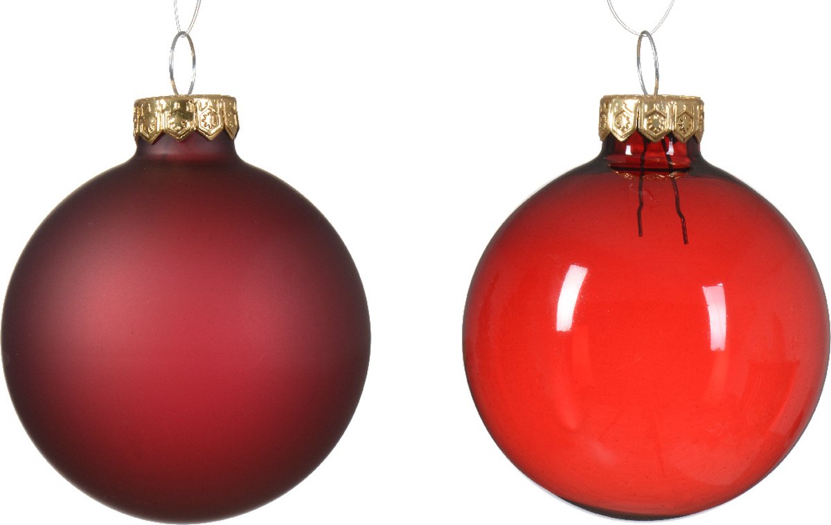 Kerstbal glas d6 cm ossenbloed 6st kerst