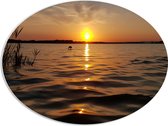 PVC Schuimplaat Ovaal - Zonsondergang bij Kalm Meer - 80x60 cm Foto op Ovaal (Met Ophangsysteem)