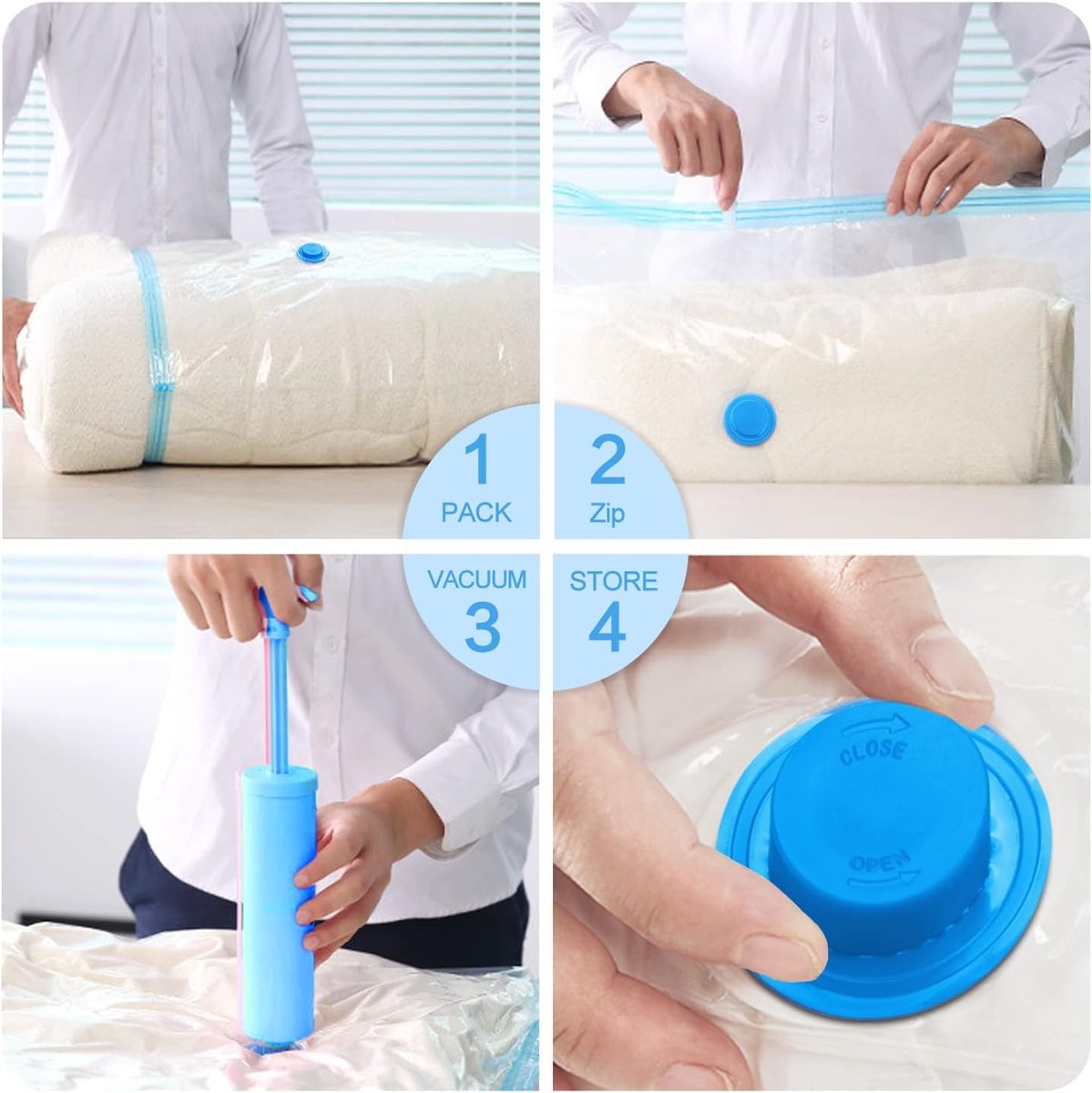 Sac De Compression Voyage BoxLegend - Lot De 15 Sacs De Rangement Sous Vide | 5 Tailles - Pour Vêtements Et Couettes - Réutilisables Sac Sous Vide Vetement