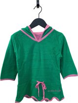 Ducksday - Badponcho - Badjurk - zomerjurk - badstof - 98/104 - meisje - groen/roze - gevoerd