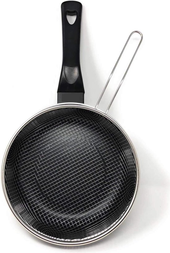 Friteuse En Acier Carbone 20 Cm – Compatible Toutes Plaques (Gaz, Vitrocéramique) – Anti-Adhésive – Lavable Au Lave-Vaisselle