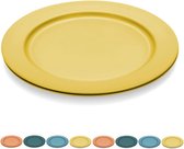 10 inch grote plastic borden 8 stuks, vaatwasmachinebestendig, onbreekbaar en herbruikbaar lichtgewicht dinerborden magnetronbestendig (goudgeel)