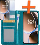 Hoesje Geschikt voor OnePlus Nord CE 3 Lite Hoes Bookcase Flipcase Book Cover Met Screenprotector - Hoes Geschikt voor OnePlus Nord CE 3 Lite Hoesje Book Case - Turquoise
