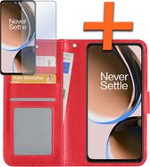 Hoesje Geschikt voor OnePlus Nord CE 3 Lite Hoes Bookcase Flipcase Book Cover Met Screenprotector - Hoes Geschikt voor OnePlus Nord CE 3 Lite Hoesje Book Case - Rood