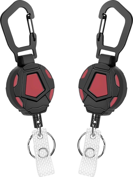 Vicloon Heavy Duty intrekbare sleutelhanger, 2-delige badgehouder, ID-badgerolclips voor sleutelhanger ID-kaartbadgehouder (zwart