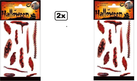 24x Tattoos Wonden creepy - nep tatoo - Festival landen Bierfeest thema feest fun plakplaatje