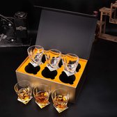 Whisky Glazen, Loodvrije Kristallen Whiskeyglas voor Cocktails, Cognac, Martini, Scotch, Wodka, Whisky, 300 ml, Set van 6 Stuks