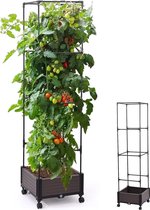 Verhoogde plantenbakken met spalier voor het klimmen van groenteplanten, tomatenkooi