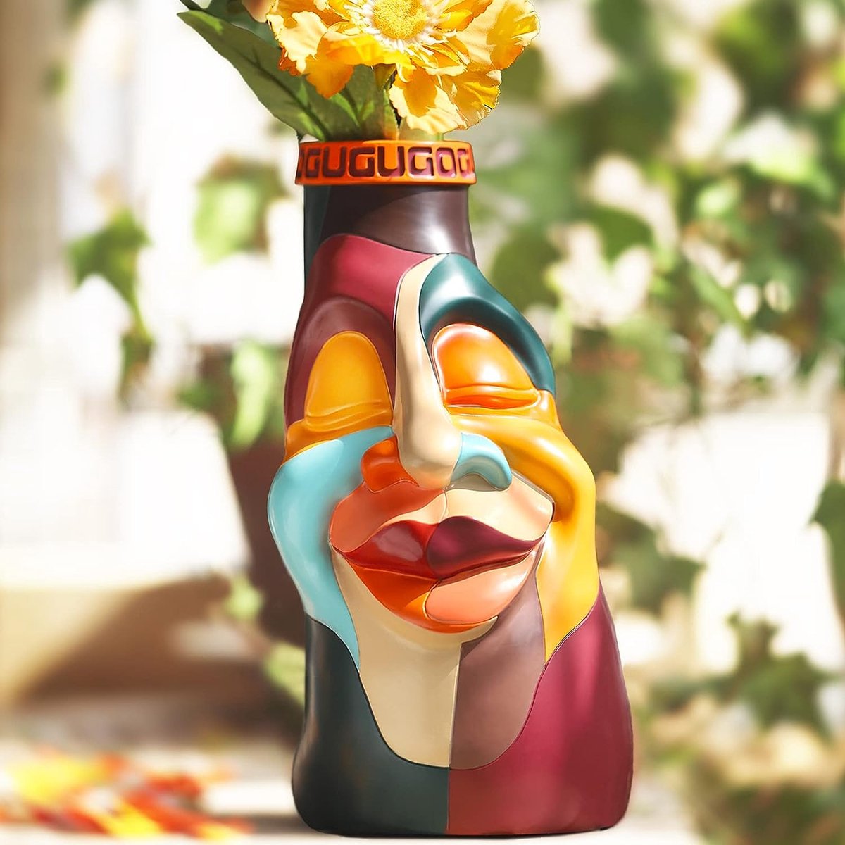 Bloempot plantenbakken - graffiti gezicht - bloempotten met afvoergat, bloempotkop, plantenbak voor binnen, unieke vetplantenbak voor moderne decoratie, (ø 14 cm) C