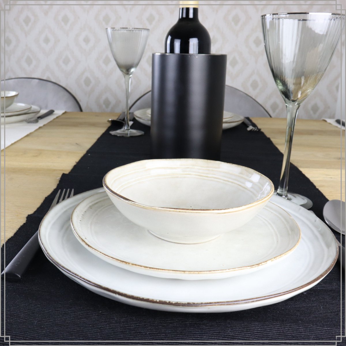 OTIX Serviesset - Beige - 6 Persoons - 18-delig - Bordenset - Keramiek - Vaatwasser bestendig - LILY — afbeelding 4
