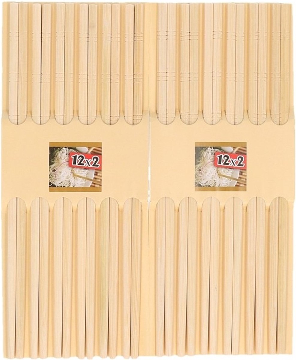 12x paar Sushi eetstokjes licht bamboe hout - Merkloos