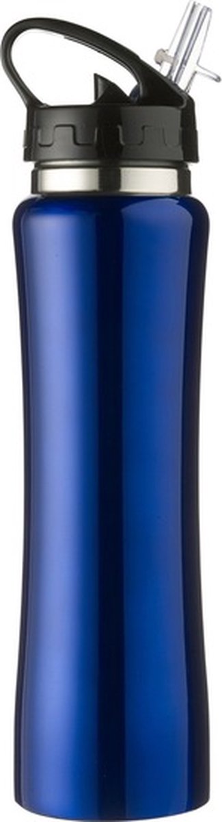 Blauwe RVS bidon/drinkfles met buigbare drinktuit 500 ml - Sportfles